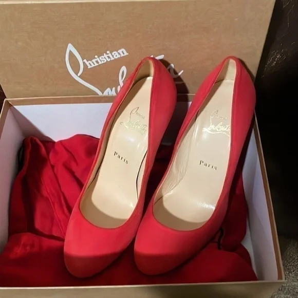 Christian Louboutin Simple pump no platform, 38.5 tender Coral Veau Velour suede - Picture 3 of 10